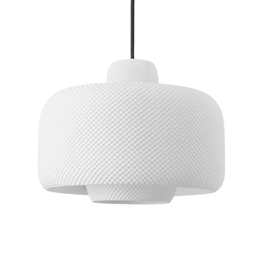 White textured pendant lamp on a white background