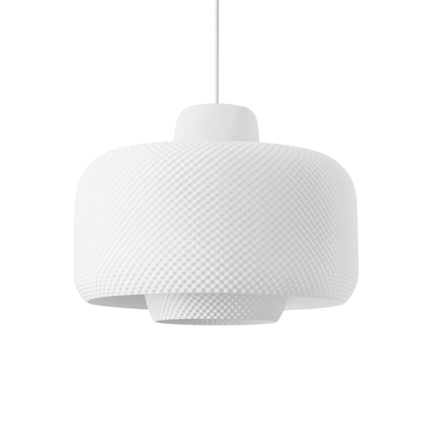 White textured pendant lamp on a white background
