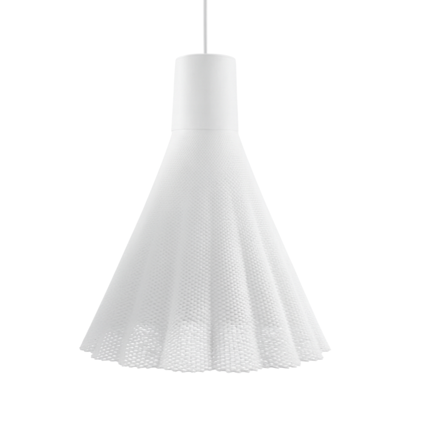 White textured pendant light on a white background