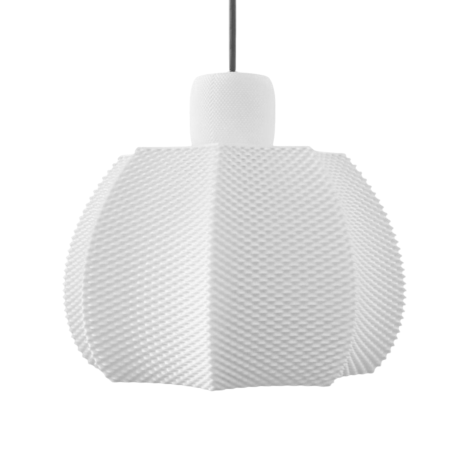 White textured pendant light on a white background