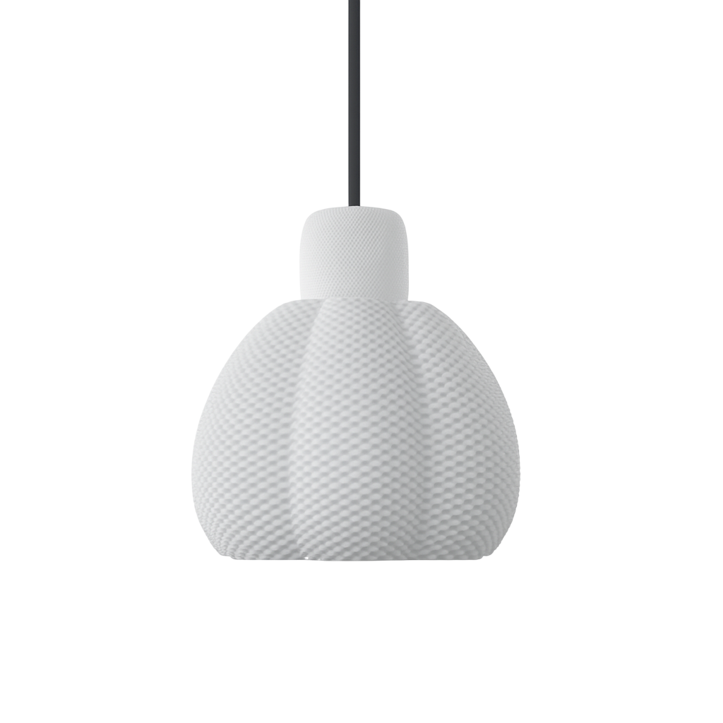 White textured pendant light on a white background
