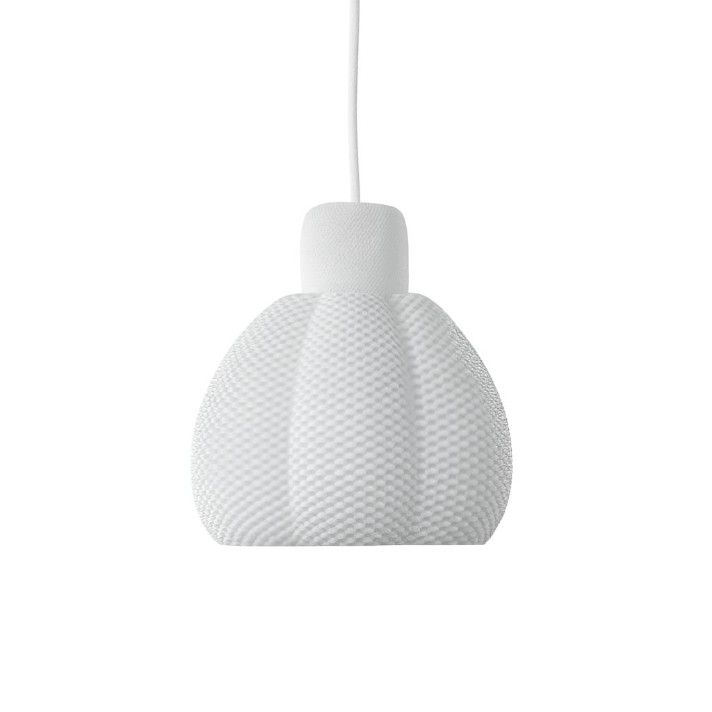 White textured pendant light on a white background