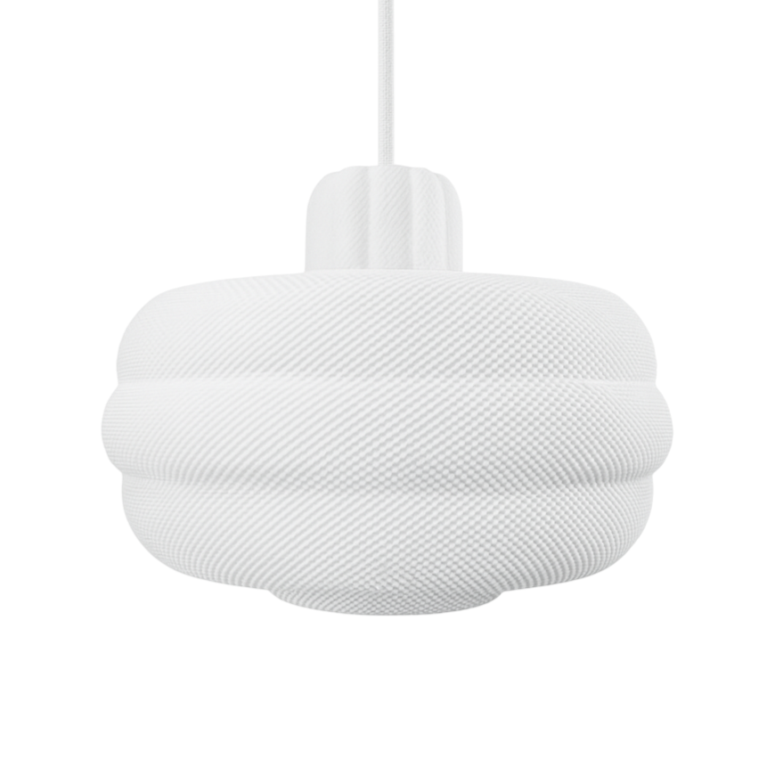 White textured pendant lamp on a white background