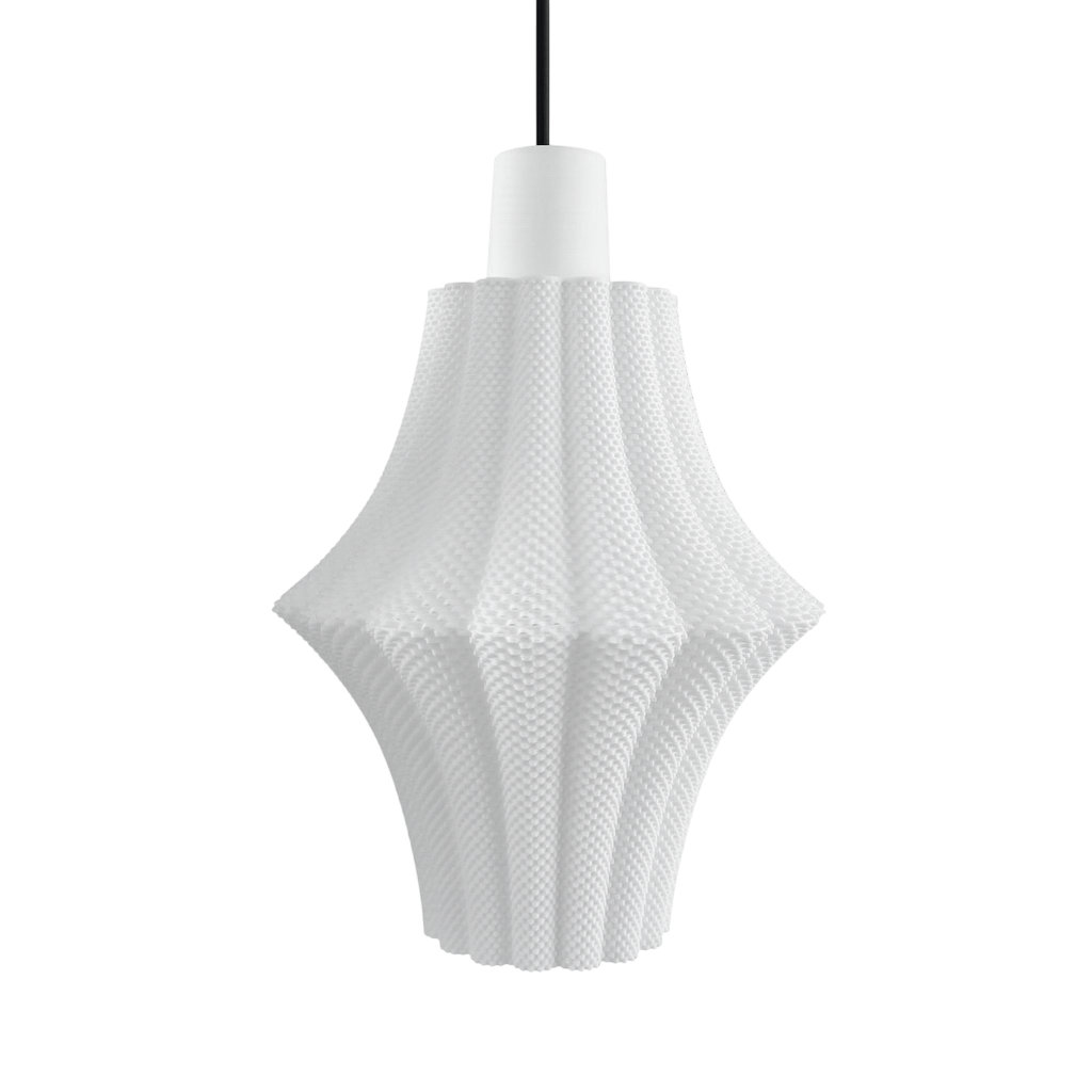 White textured pendant light on a white background