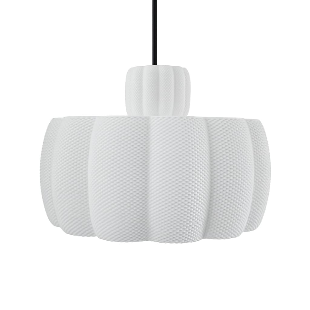 White textured pendant light on a white background