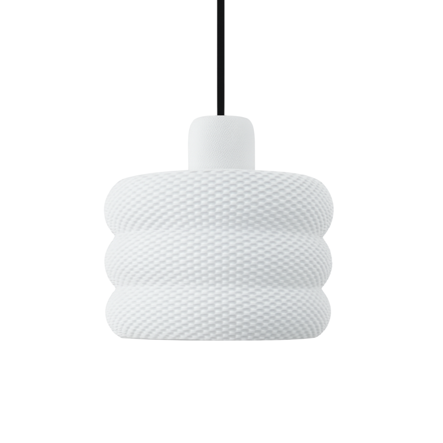 White textured pendant lamp on a white background