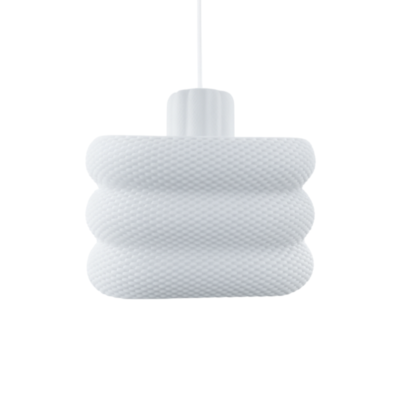 White textured pendant light on a white background