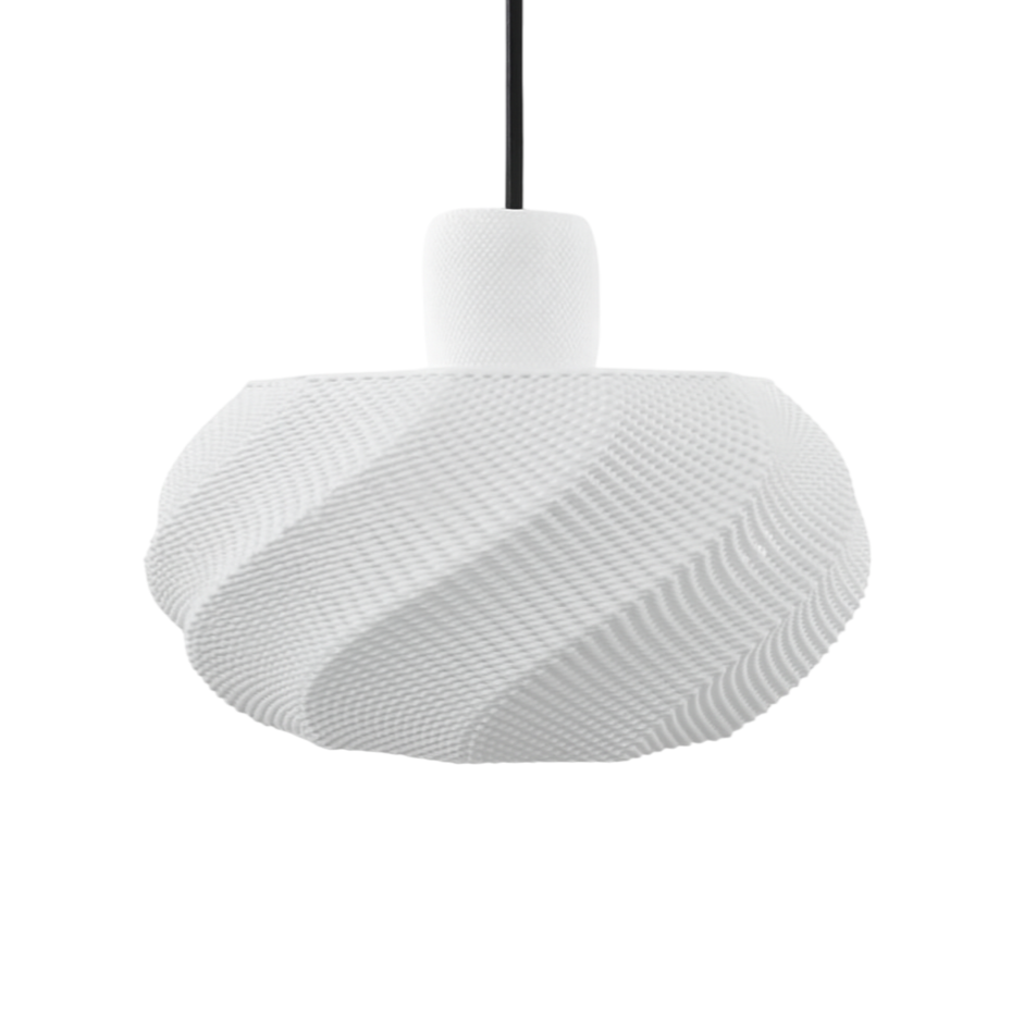 White textured pendant light on a white background