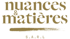 Logo with 'nuances & matières S.A.R.L.' text in gold on a white background
