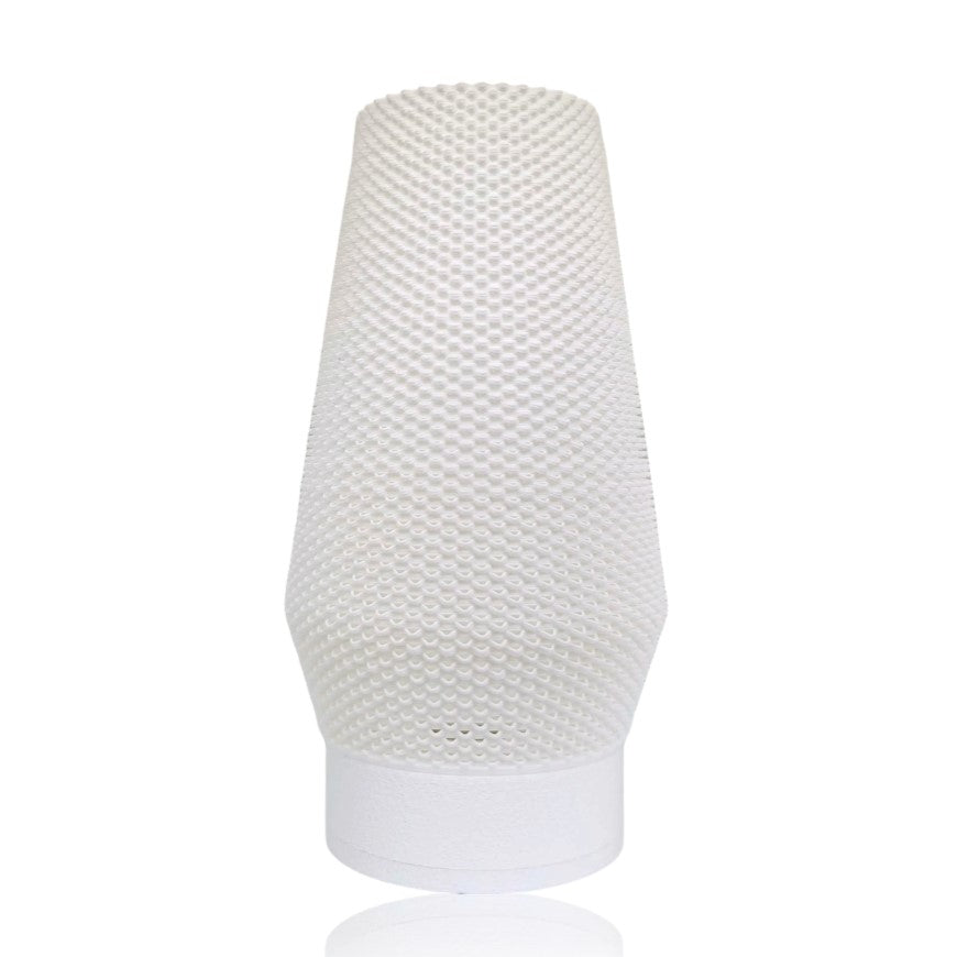 White textured table lamp on a white background