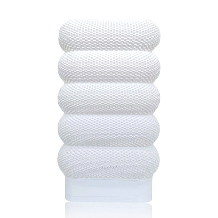 White textured table lamp on a white background
