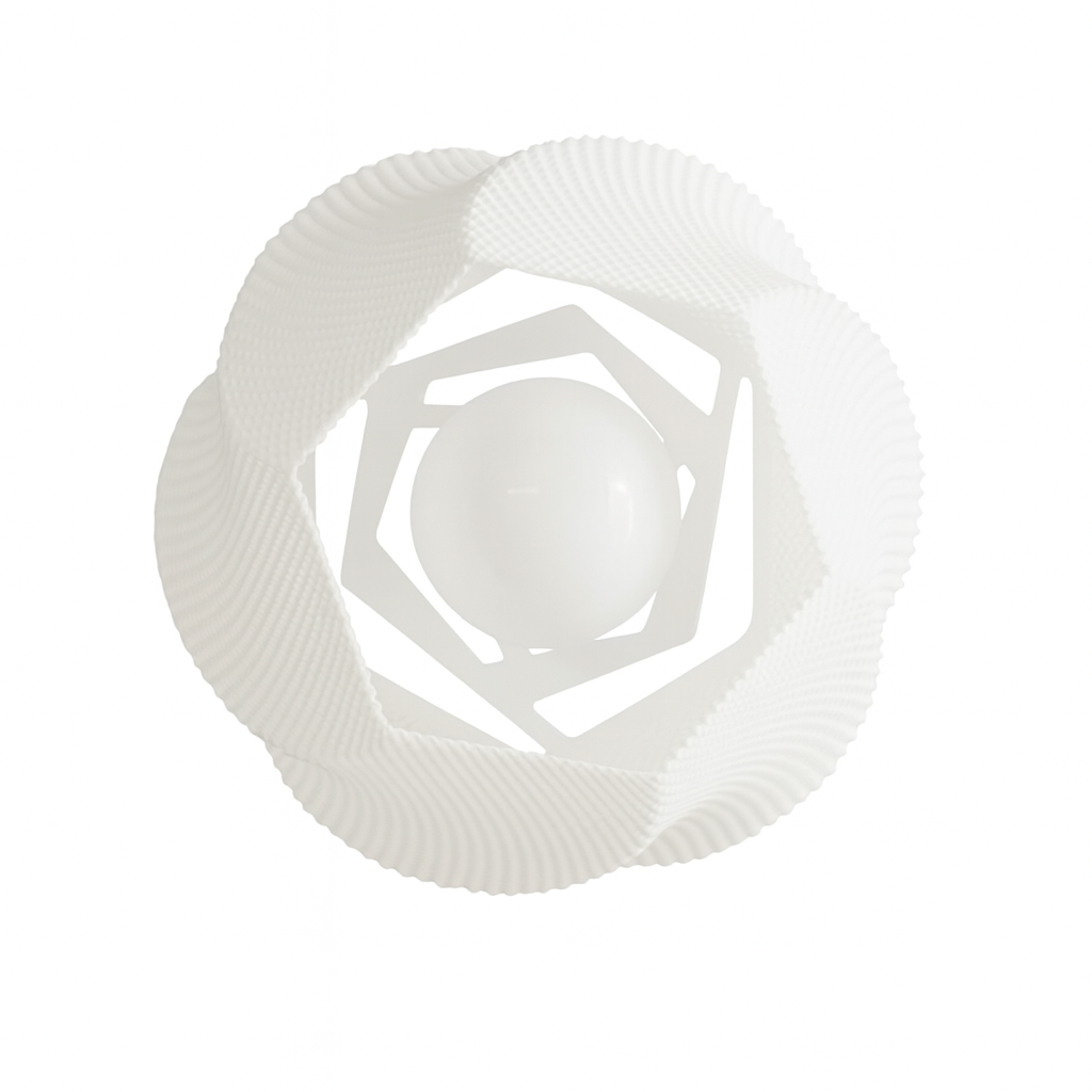 White ribbed wall lamp on a white background