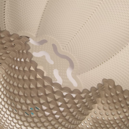 Close-up of textured beige fabric with wavy pattern