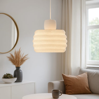 Dynasty Ripple Modern Pendant Light in Contemporary Living Room Setting