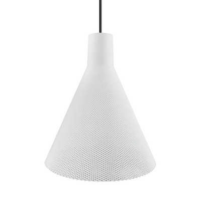White textured pendant light on a white background