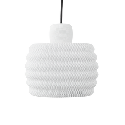 White textured pendant light on a white background