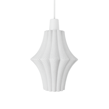 White textured pendant light on a white background
