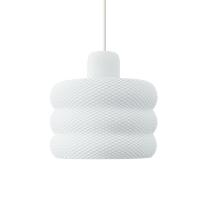 White textured pendant lamp on a white background