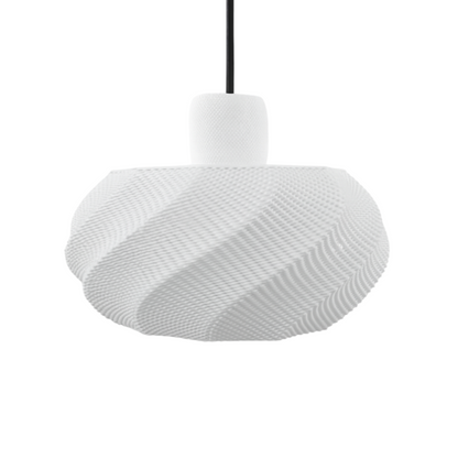 White textured pendant light on a white background
