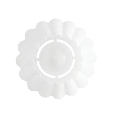 White flower-shaped wall lamp with a central circular cutout on a white background
